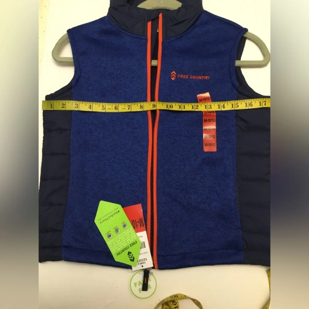 Free Country Blue and Black Vest with Orange Zipper
